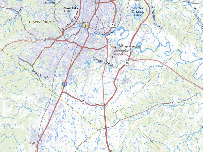 NEXRAD radar-signature map of the hail over Austin, TX