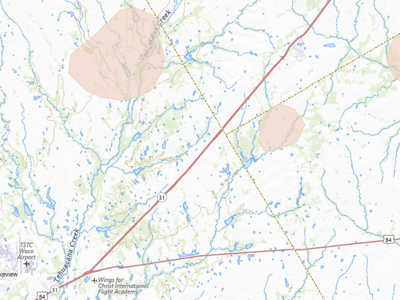 Radar-estimated hail-size map of the storm over Axtell, TX on Jun 2, 2026