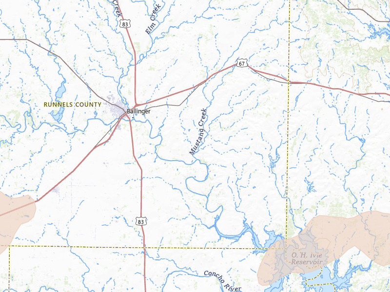 Radar-estimated hail-size map of the storm over Ballinger, TX on Apr 18, 2026