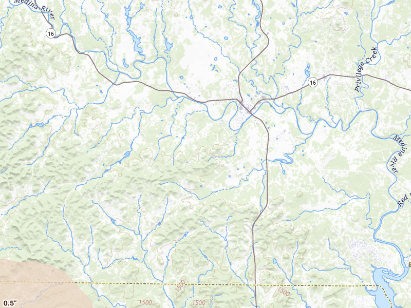 Radar-estimated hail-size map of the storm over Bandera, TX on May 21, 2026