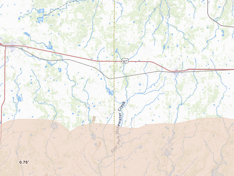 Radar-estimated hail-size map of the storm over Bangs, TX on Apr 18, 2026