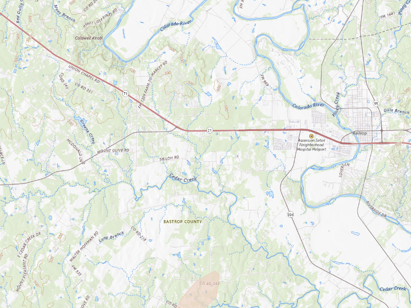 Radar-estimated hail-size map of the storm over Bastrop, TX on Mar 7, 2026