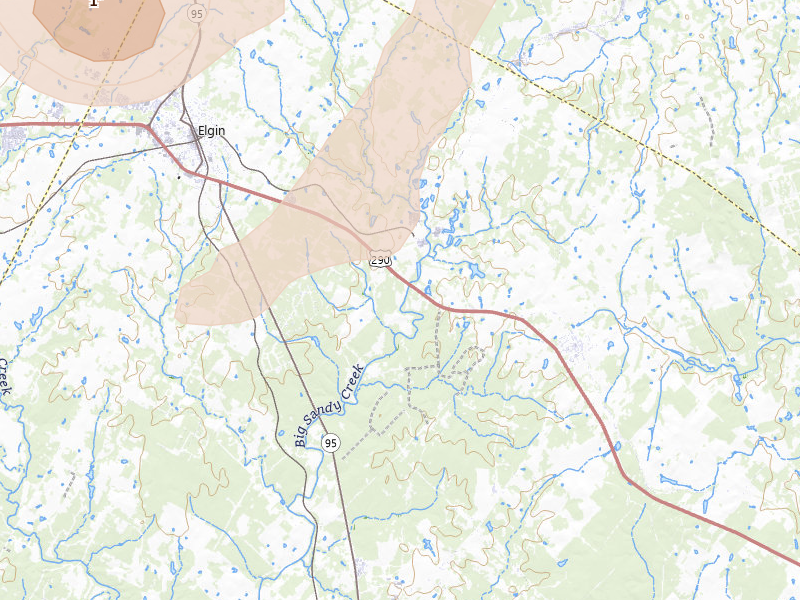 Radar-estimated hail-size map of the storm over Bastrop, TX on May 10, 2026