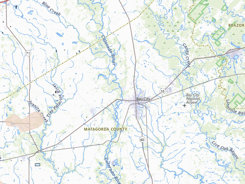 Radar-estimated hail-size map of the storm over Bay City, TX on May 1, 2026