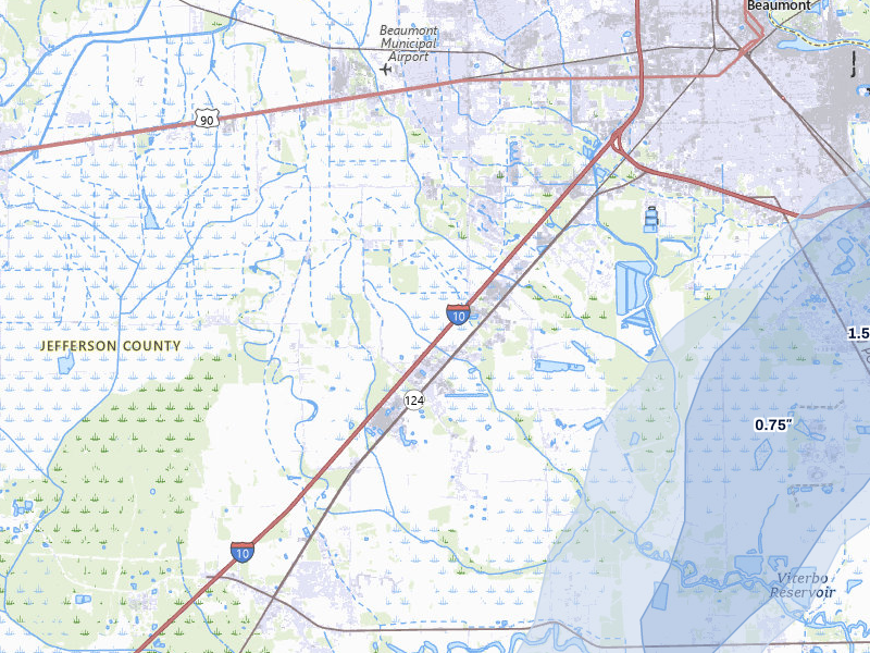 NEXRAD radar-signature map of the hail storm over Beaumont, TX on Jul 22, 2026