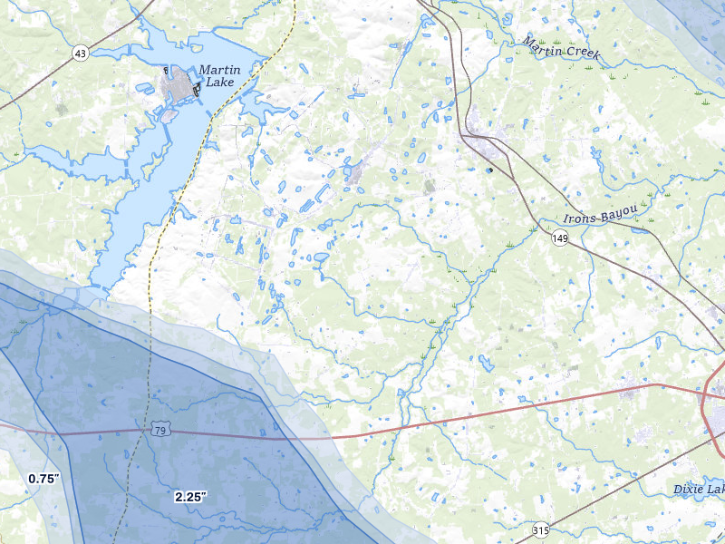 NEXRAD radar-signature map of the hail over Beckville, TX