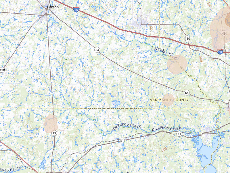 Radar-estimated hail-size map of the storm over Ben Wheeler, TX on Jul 7, 2026