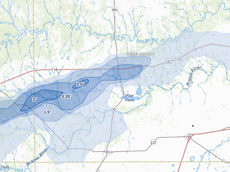 NEXRAD radar-signature map of the hail storm over Benjamin, TX on Apr 27, 2026