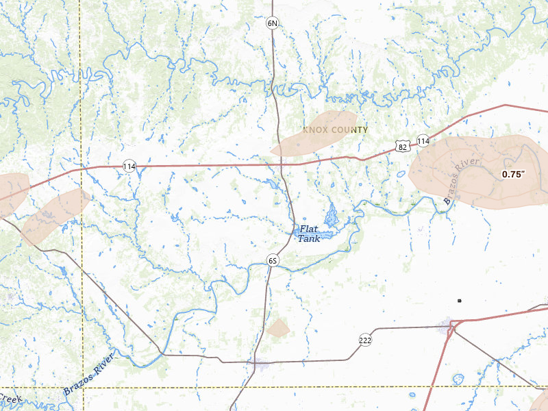 Radar-estimated hail-size map of the storm over Benjamin, TX on May 10, 2026