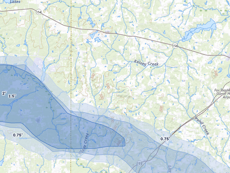 NEXRAD radar-signature map of the hail over Big Sandy, TX