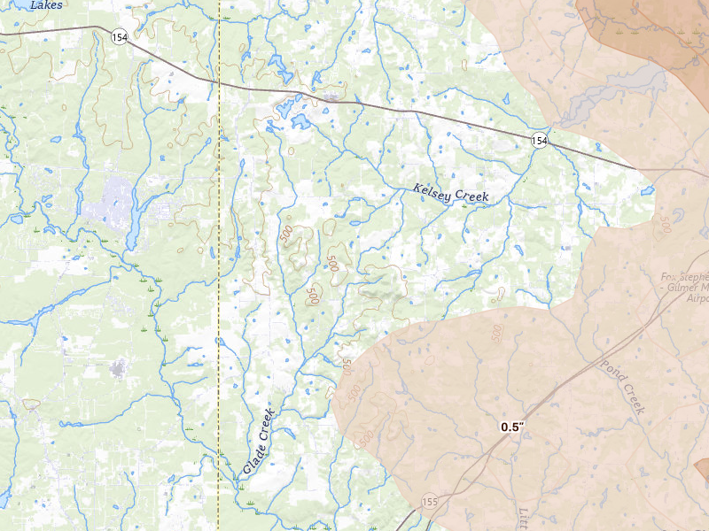 Radar-estimated hail-size map of the storm over Big Sandy, TX on Apr 24, 2026