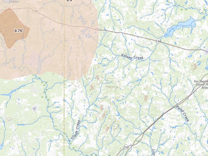 Radar-estimated hail-size map of the storm over Big Sandy, TX on May 10, 2026