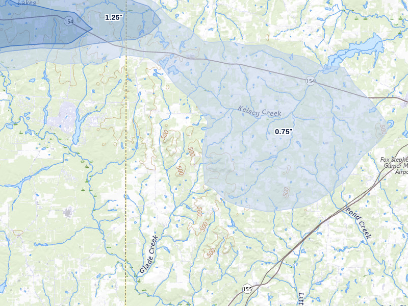 NEXRAD radar-signature map of the hail storm over Big Sandy, TX on May 10, 2026