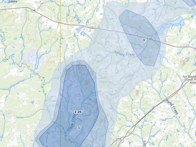 NEXRAD radar-signature map of the hail storm over Big Sandy, TX on Jul 6, 2026