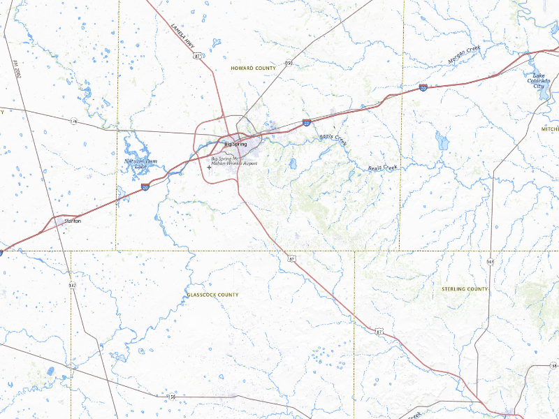 Radar-estimated hail-size map of the storm over Big Spring, TX on Apr 27, 2026