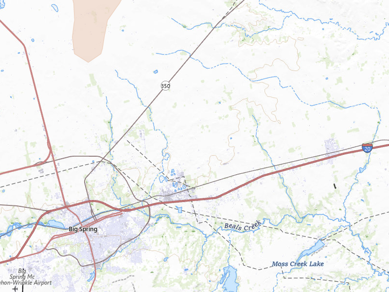 Radar-estimated hail-size map of the storm over Big Spring, TX on May 20, 2026
