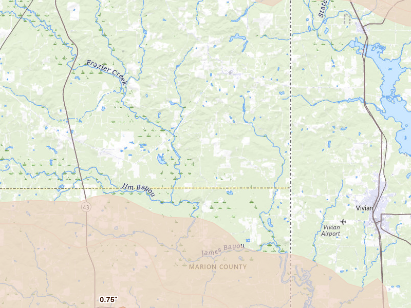 Radar-estimated hail-size map of the storm over Bivins, TX on Apr 29, 2026