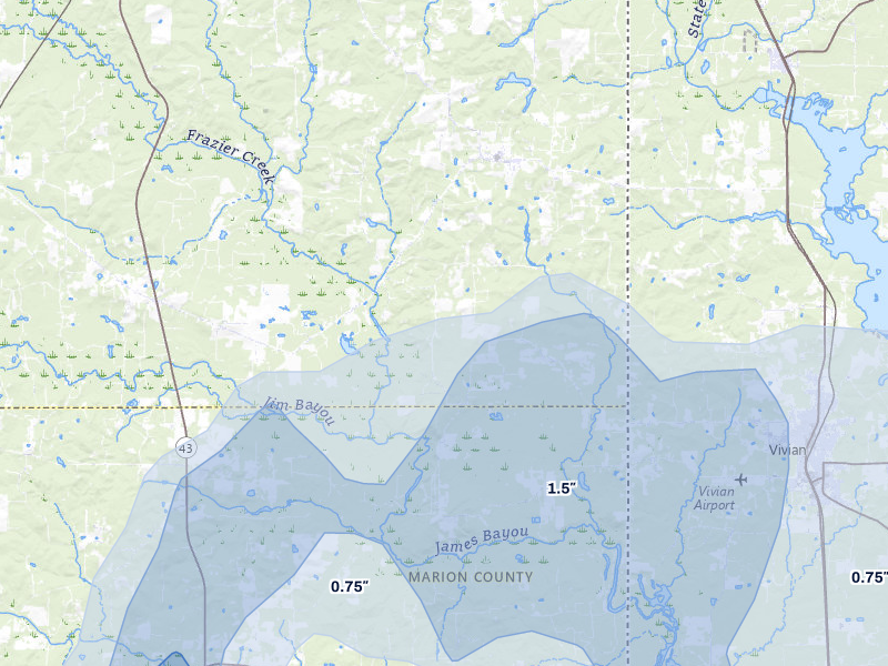 NEXRAD radar-signature map of the hail over Bivins, TX