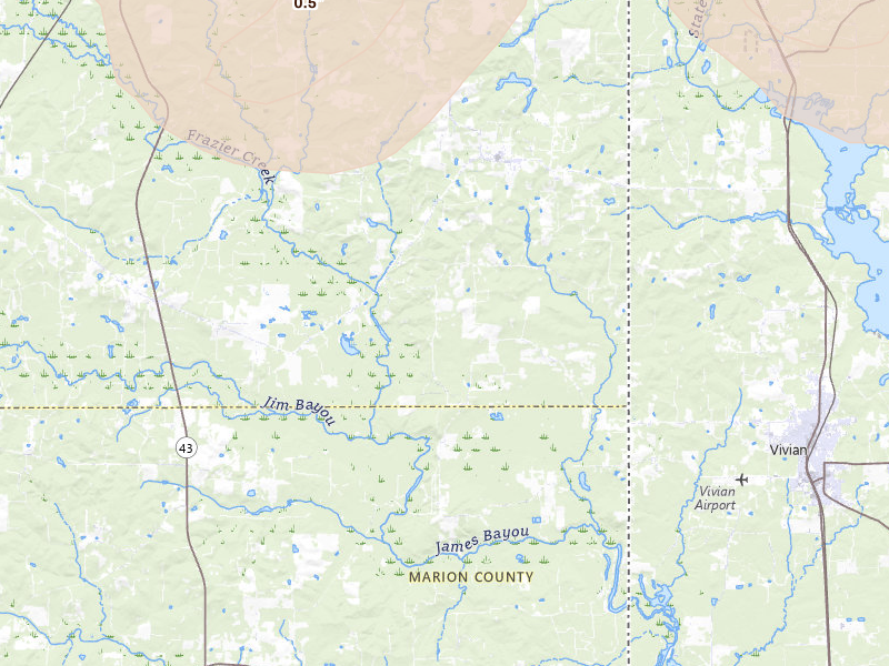Radar-estimated hail-size map of the storm over Bivins, TX on Jun 22, 2026