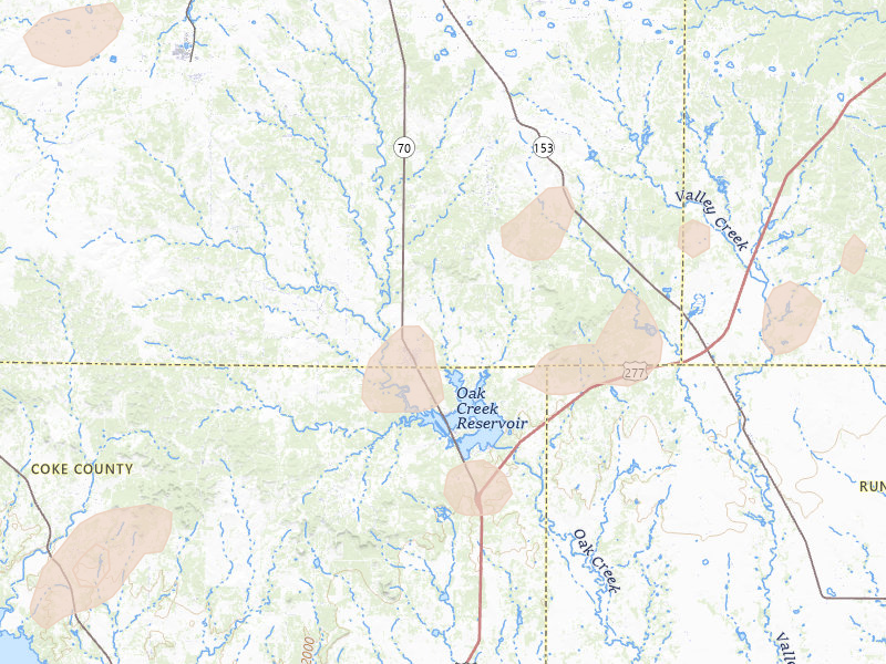 Radar-estimated hail-size map of the storm over Blackwell, TX on Jun 6, 2026