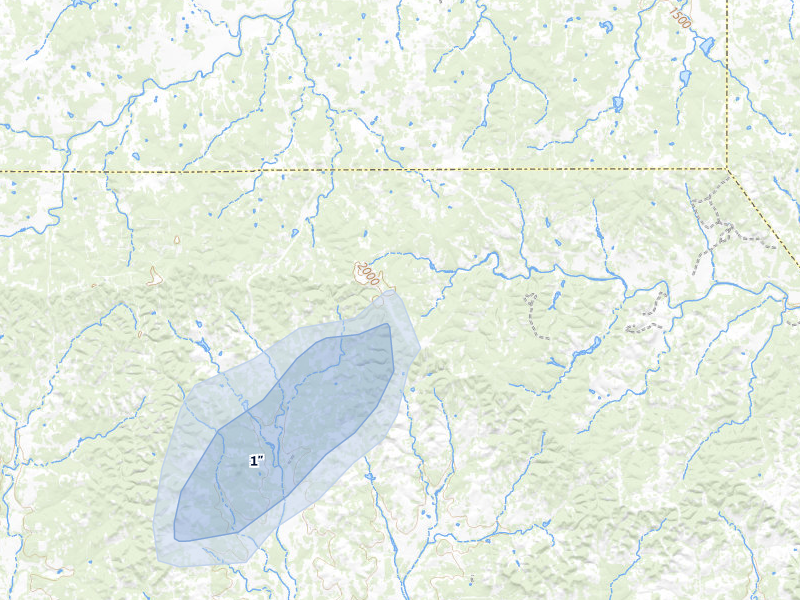 NEXRAD radar-signature map of the hail storm over Blanco, TX on Aug 1, 2026