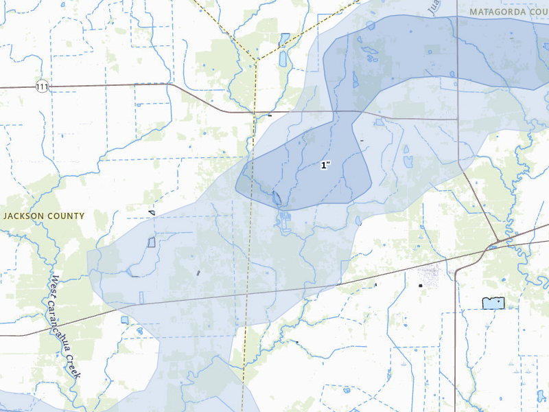 NEXRAD radar-signature map of the hail storm over Blessing, TX on May 1, 2026