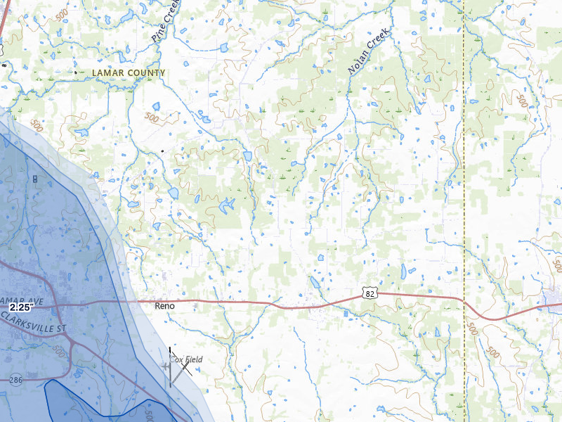 NEXRAD radar-signature map of the hail storm over Blossom, TX on Apr 24, 2026