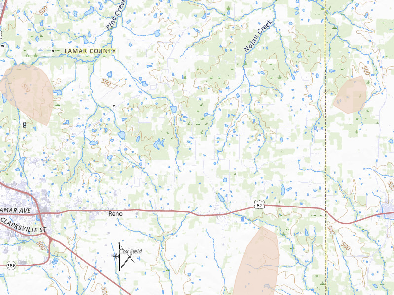 Radar-estimated hail-size map of the storm over Blossom, TX on Jun 19, 2026