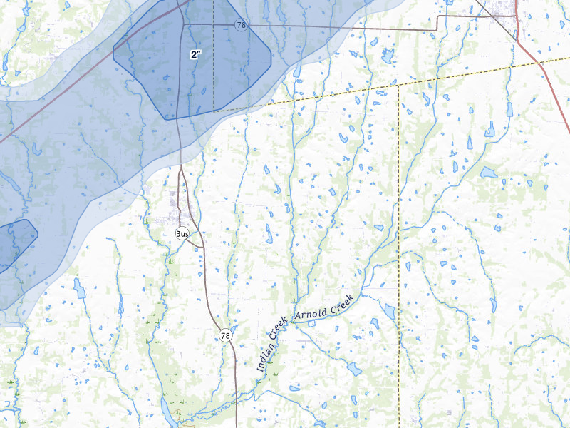 NEXRAD radar-signature map of the hail storm over Blue Ridge, TX on Jun 6, 2026