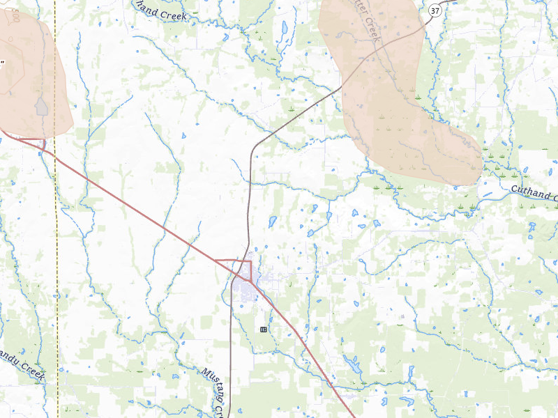 Radar-estimated hail-size map of the storm over Bogata, TX on Jun 22, 2026