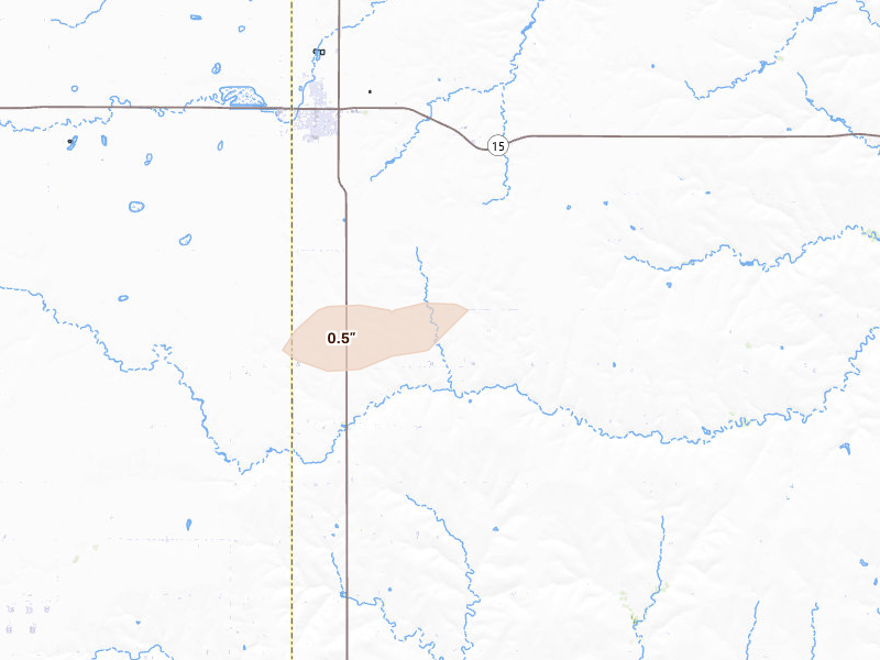 Radar-estimated hail-size map of the storm over Booker, TX
