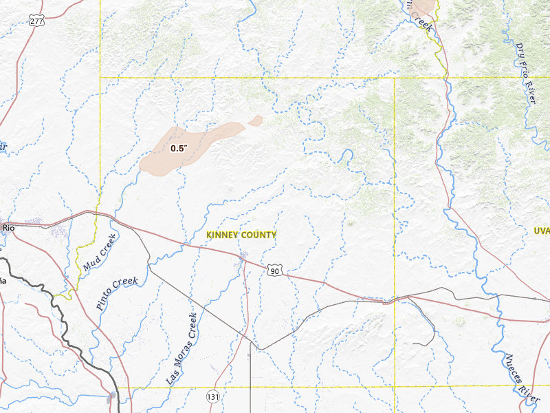 Radar-estimated hail-size map of the storm over Brackettville, TX on Apr 12, 2026