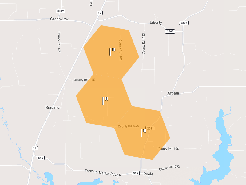 Hail map of Brashear, TX on Jul 7, 2026, hail up to 1"