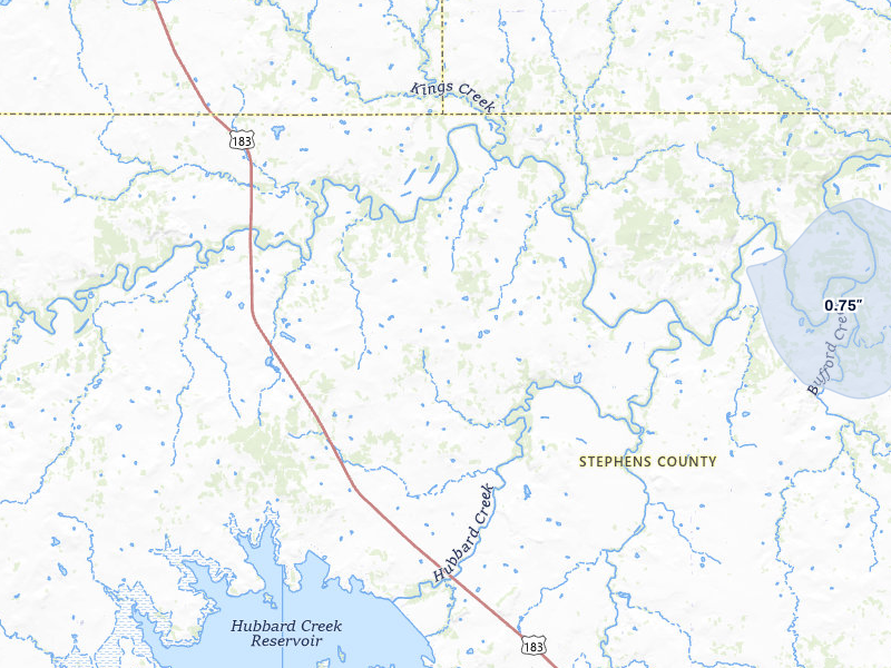 NEXRAD radar-signature map of the hail storm over Breckenridge, TX on Mar 6, 2026