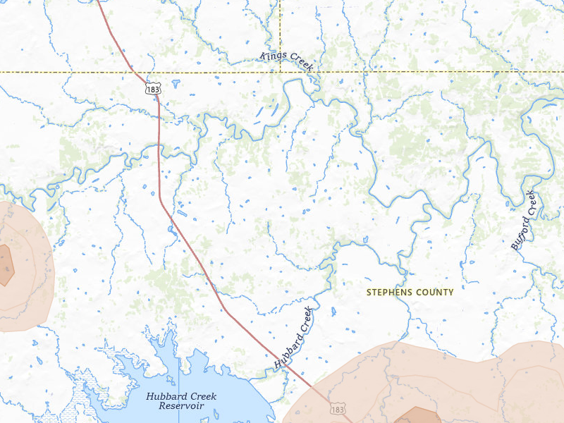 Radar-estimated hail-size map of the storm over Breckenridge, TX on Jun 2, 2026
