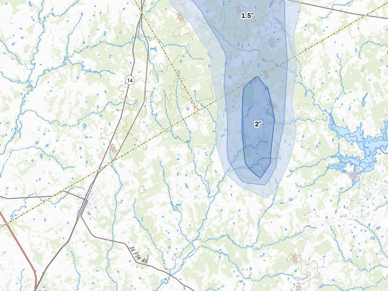 NEXRAD radar-signature map of the hail storm over Bremond, TX on May 26, 2026