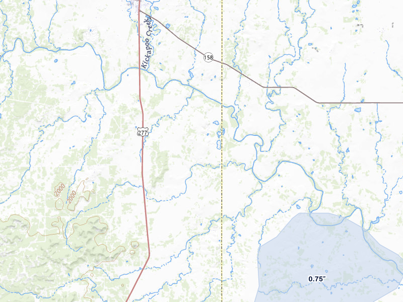NEXRAD radar-signature map of the hail storm over Bronte, TX on Mar 7, 2026