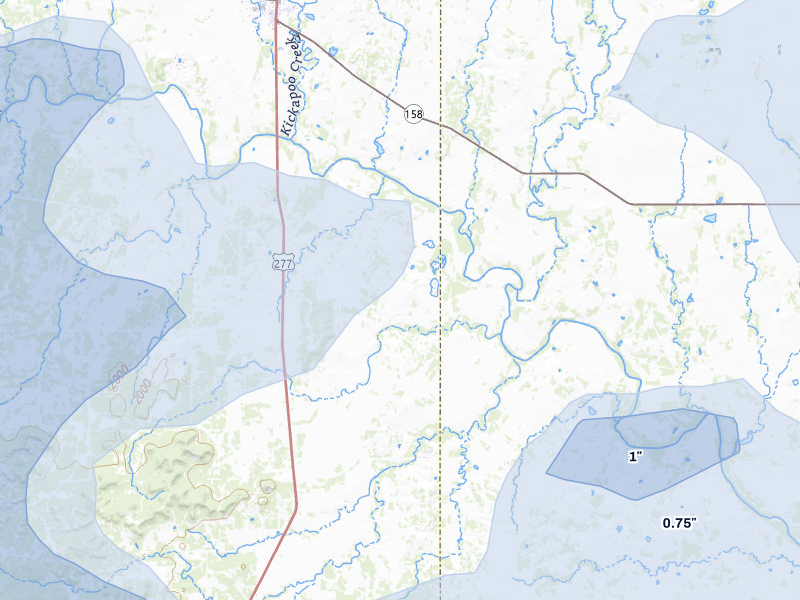 NEXRAD radar-signature map of the hail storm over Bronte, TX on Apr 1, 2026
