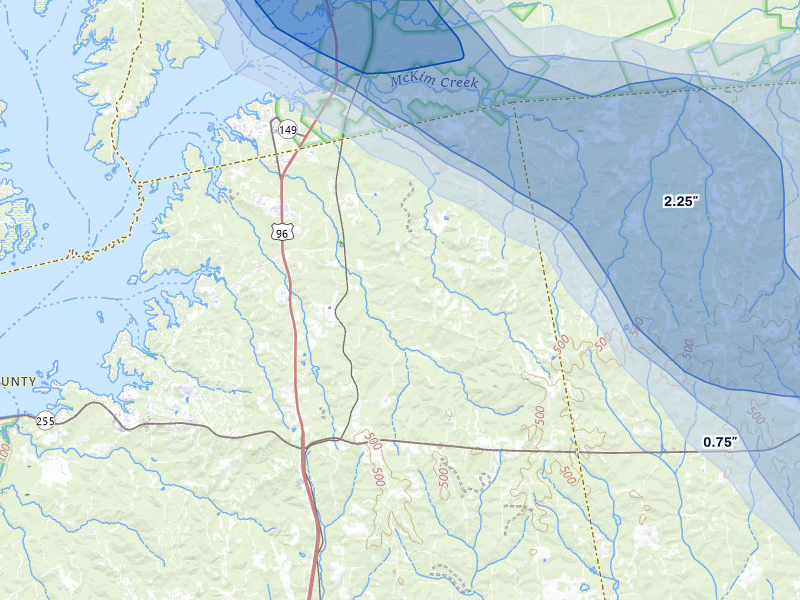 NEXRAD radar-signature map of the hail over Brookeland, TX