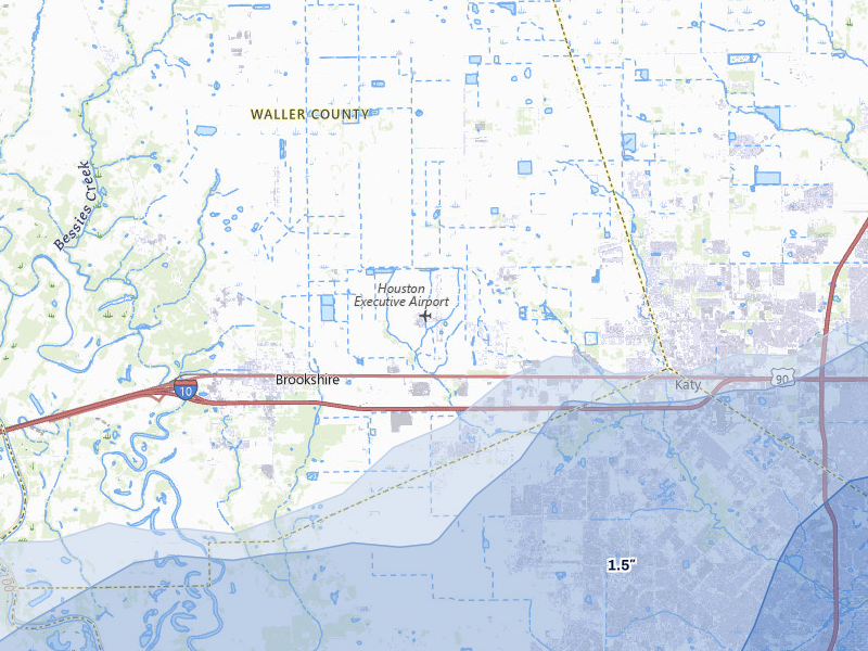 NEXRAD radar-signature map of the hail over Brookshire, TX