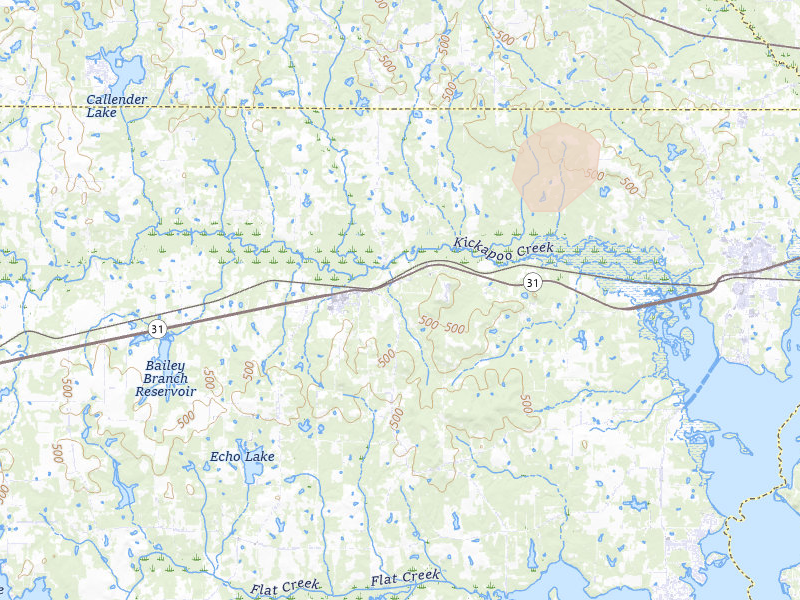 Radar-estimated hail-size map of the storm over Brownsboro, TX on Jul 5, 2026
