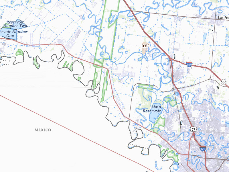 Radar-estimated hail-size map of the storm over Brownsville, TX on Jun 20, 2026
