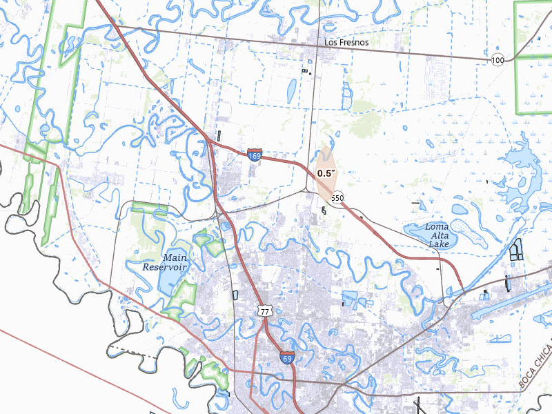 Radar-estimated hail-size map of the storm over Brownsville, TX