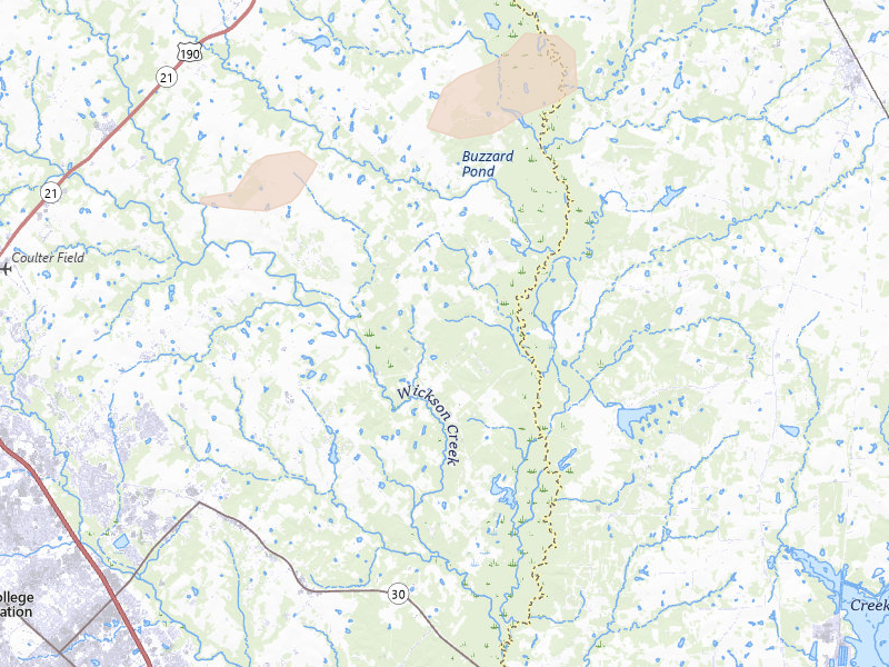 Radar-estimated hail-size map of the storm over Bryan, TX on Jun 2, 2026