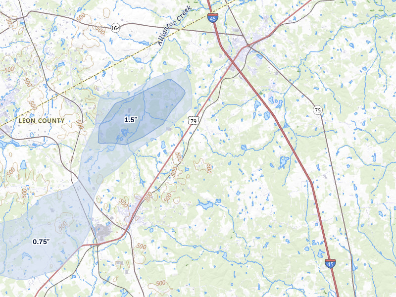 NEXRAD radar-signature map of the hail over Buffalo, TX