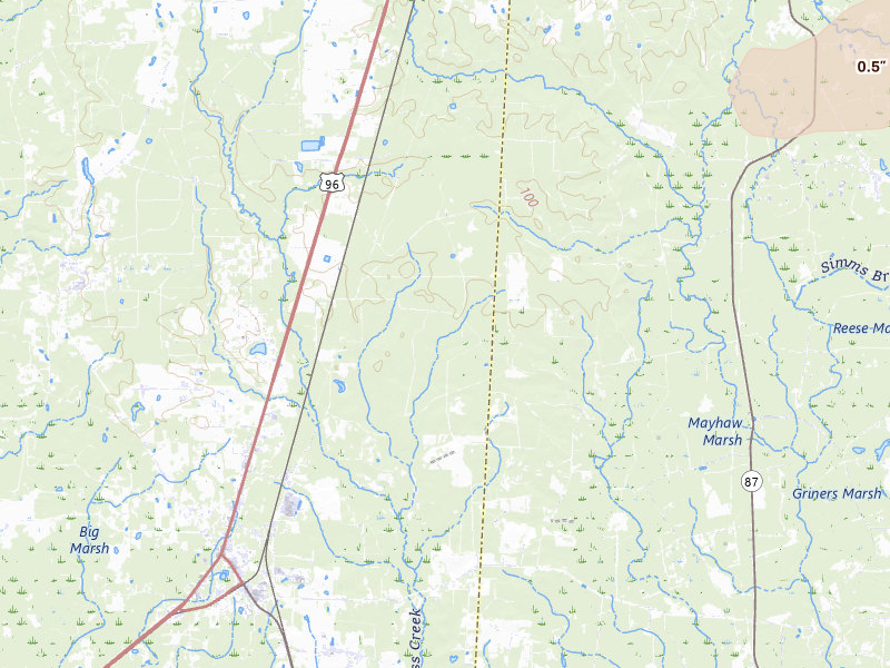 Radar-estimated hail-size map of the storm over Buna, TX on Jul 1, 2026