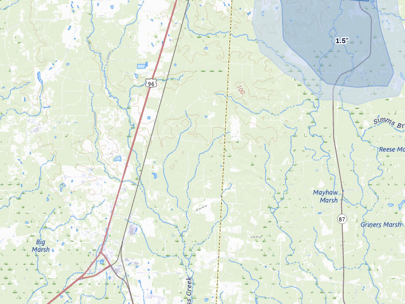 NEXRAD radar-signature map of the hail storm over Buna, TX on Jul 1, 2026