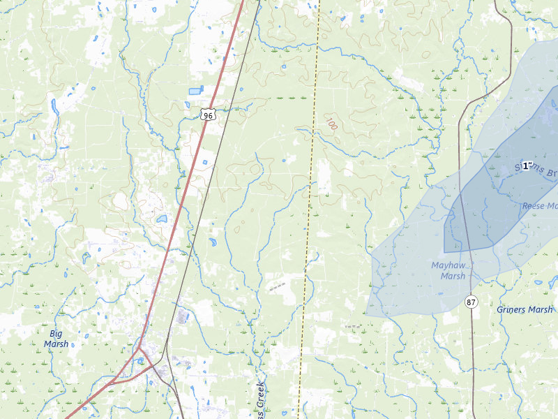 NEXRAD radar-signature map of the hail storm over Buna, TX on Jul 7, 2026