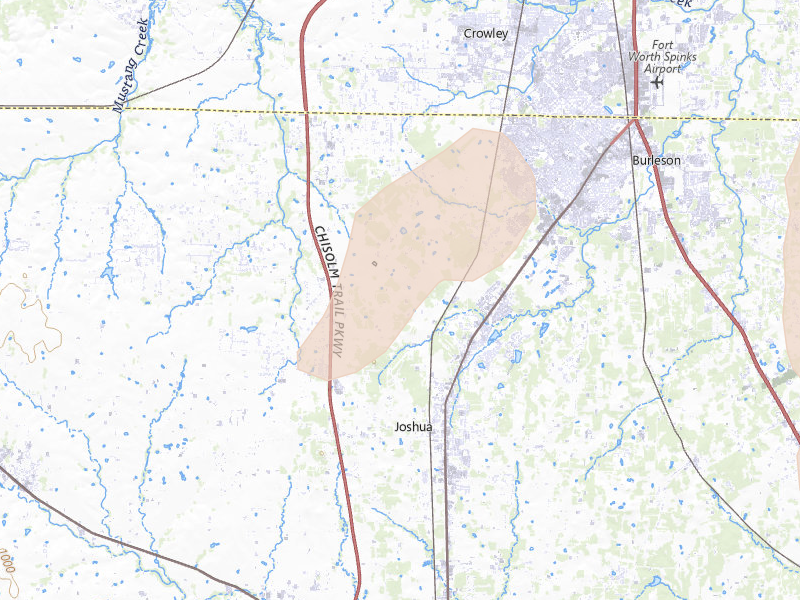 Radar-estimated hail-size map of the storm over Burleson, TX on Mar 4, 2026