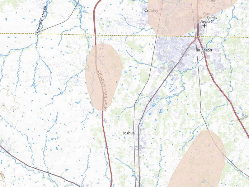 Radar-estimated hail-size map of the storm over Burleson, TX on May 19, 2026